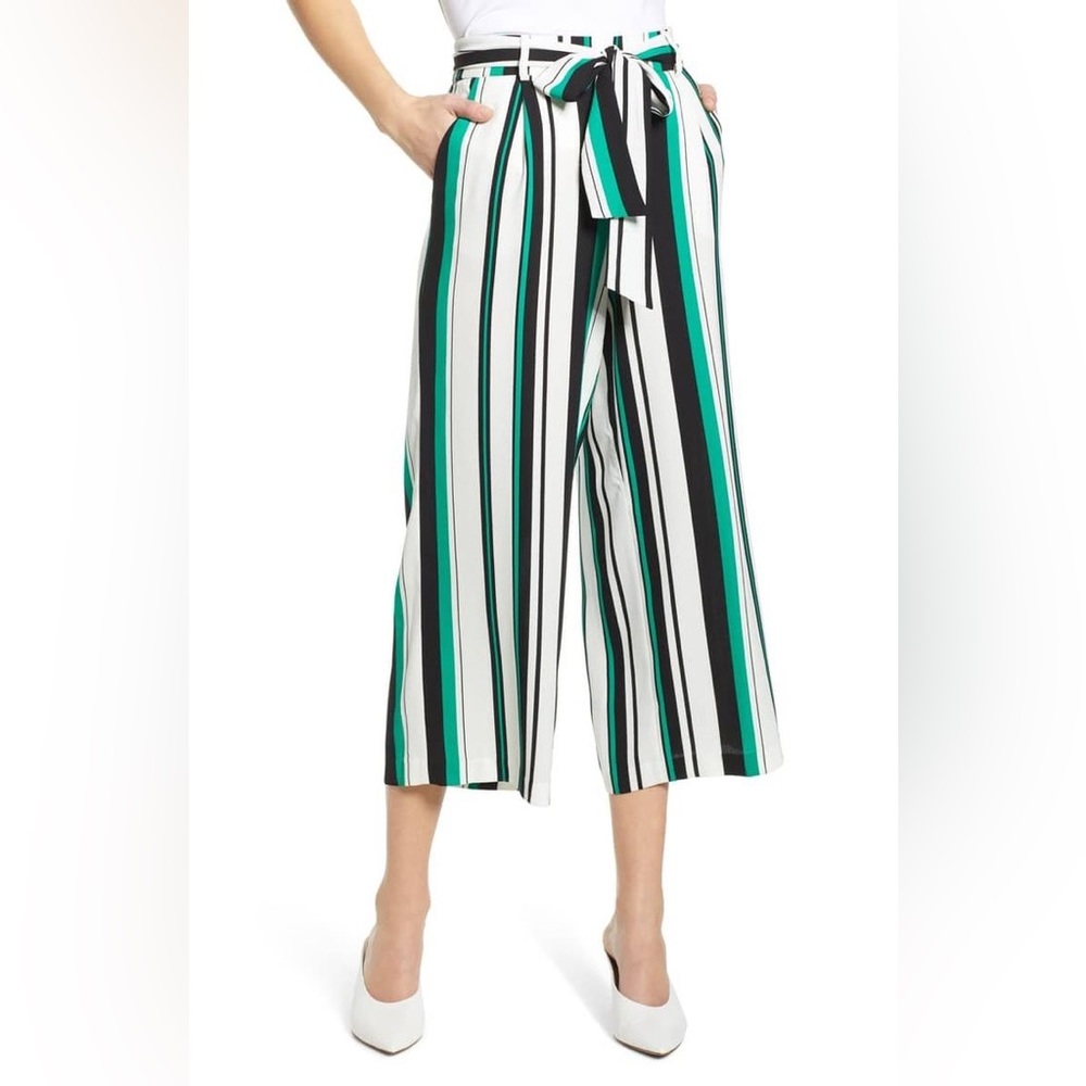Striped Wide Leg Crop Pants